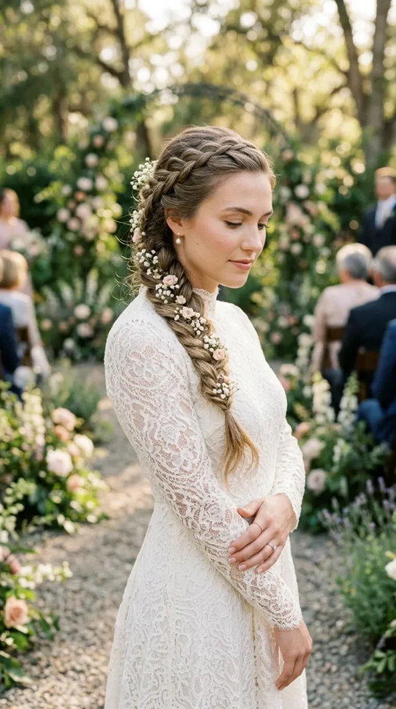 Weave Tiny Flowers Through a Romantic Bridal Braid