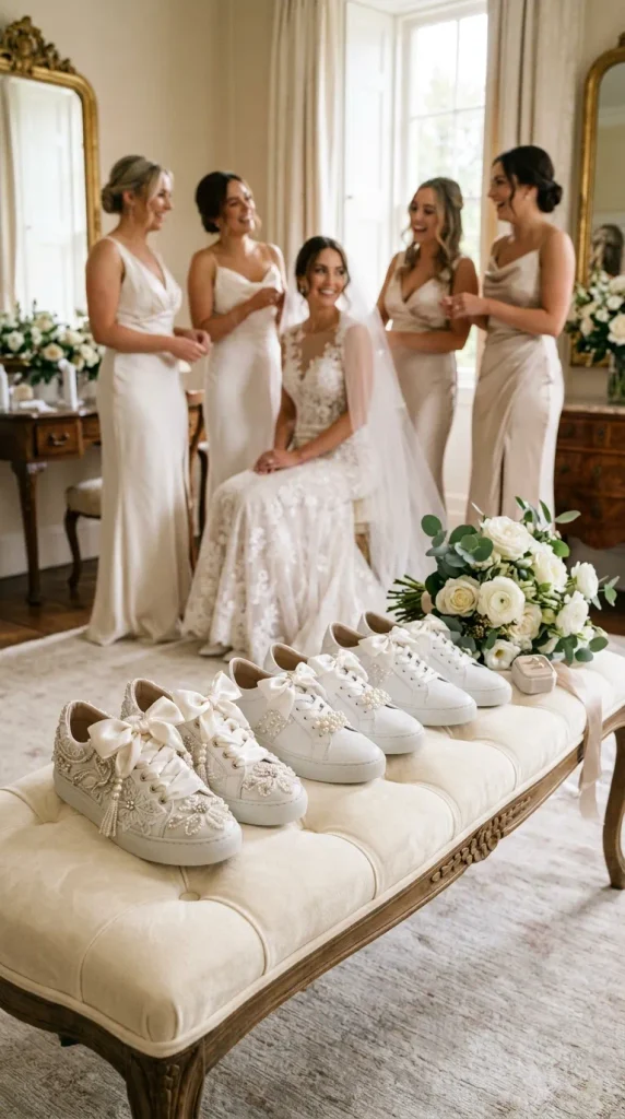 “Bride” and “Bridesmaid” Matching Sneakers