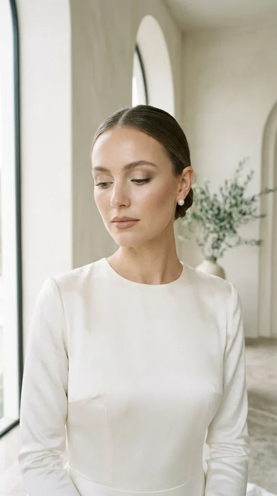 Creamy Beige Latte Makeup for Minimalist Brides