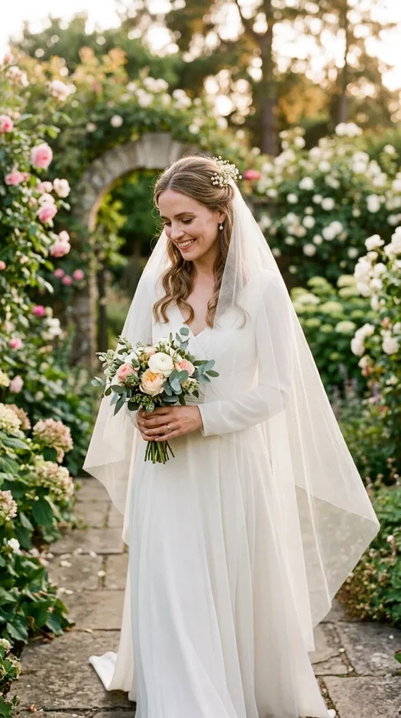 Delicate Chantilly-Style Lace Veil for a Soft Finish