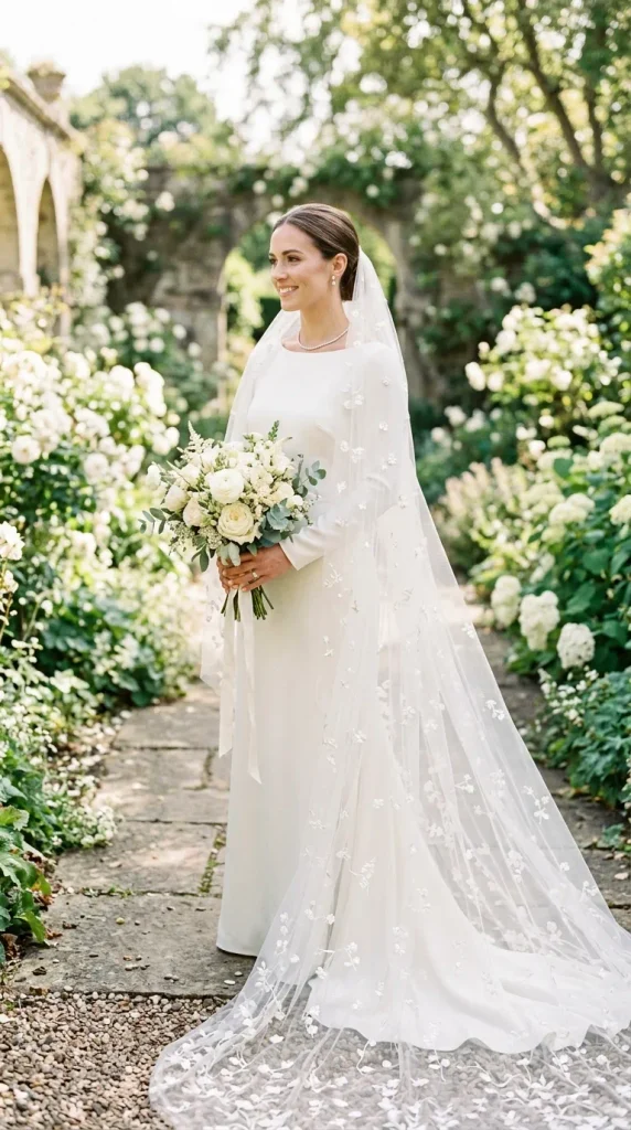 Delicate Floral Embroidered Veil