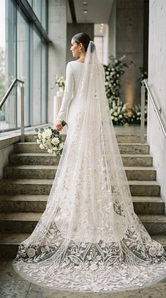 Dramatic All-Over Embroidered Veil