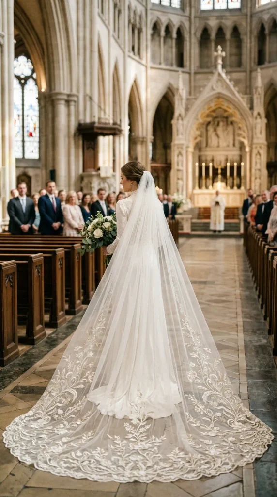 Embroidered Cathedral Veil With a Statement Border