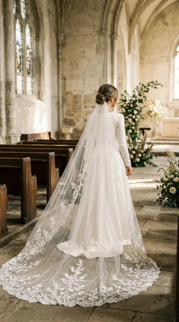 Floral Lace Cathedral Veil for Timeless Elegance