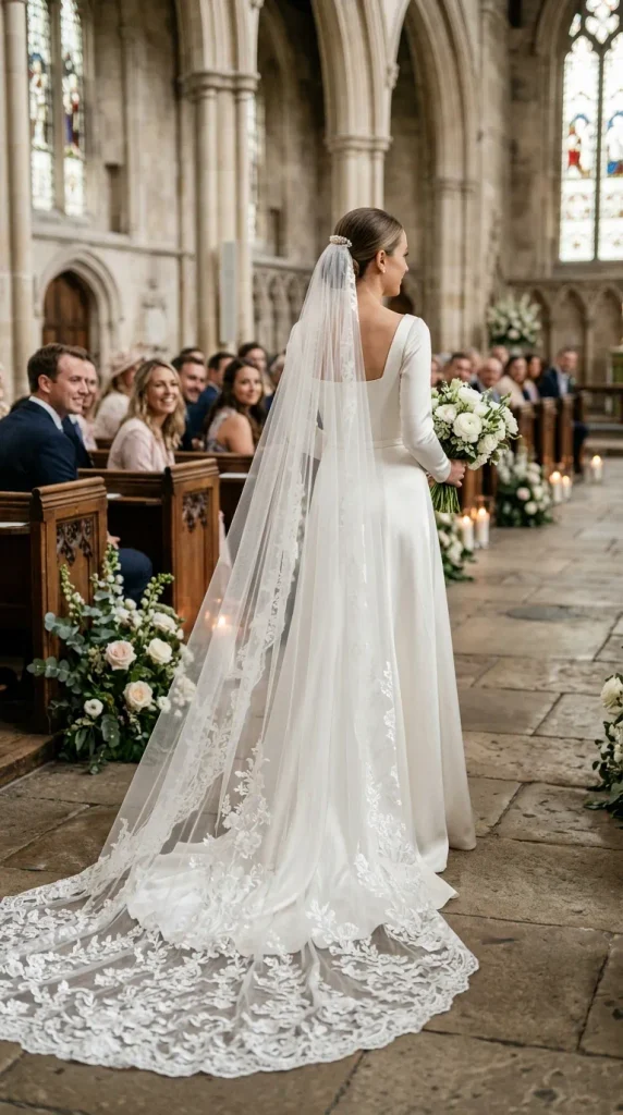 Floral Lace Cathedral Veil for a Fairytale Entrance