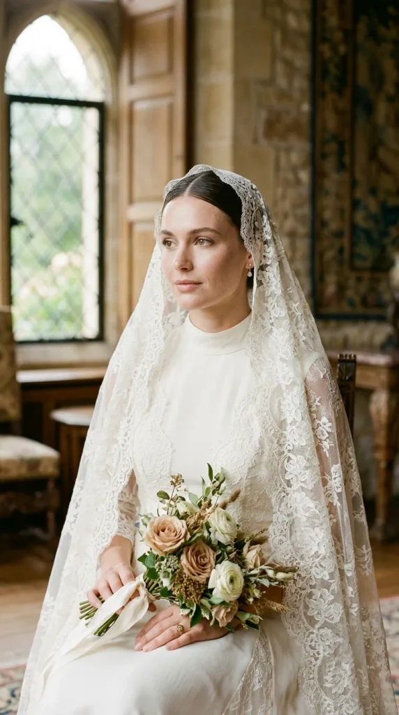 Floral Mantilla Veil for Old-World Romance