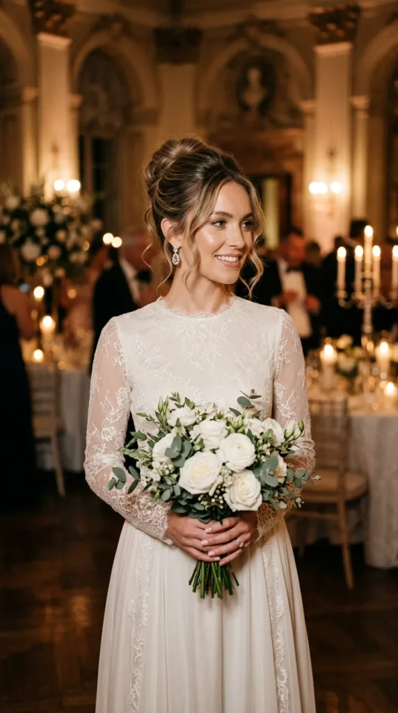 Glamorous Updo With Face-Framing Tendrils