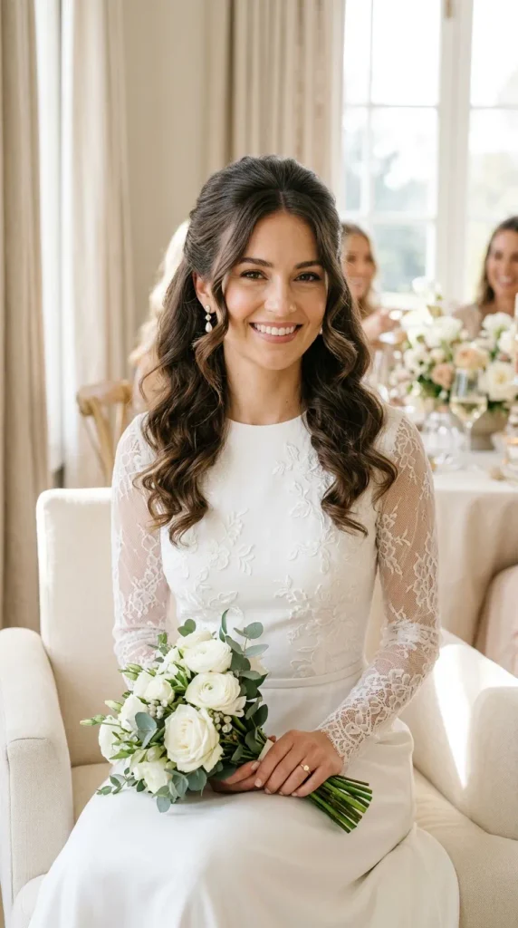 Half-Up Curls With Face-Framing Pieces