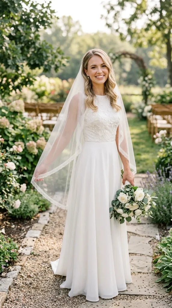 Lace-Edged Fingertip Veil for Soft Elegance