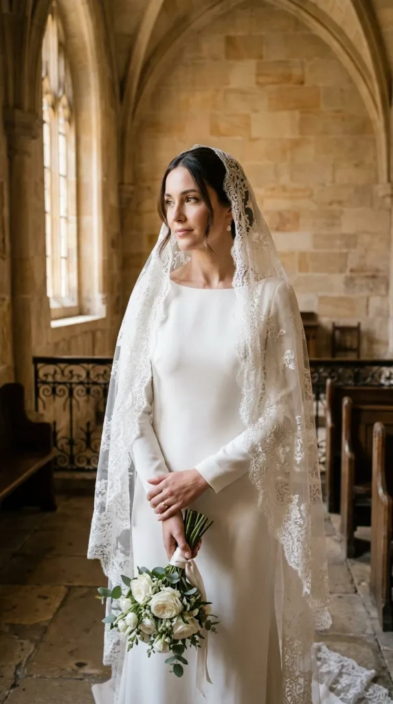 Mantilla-Inspired Lace Veil for Old-World Romance