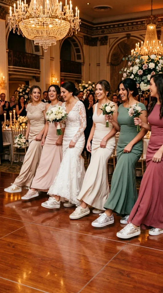 Metallic Custom Sneakers for a Glamorous Reception