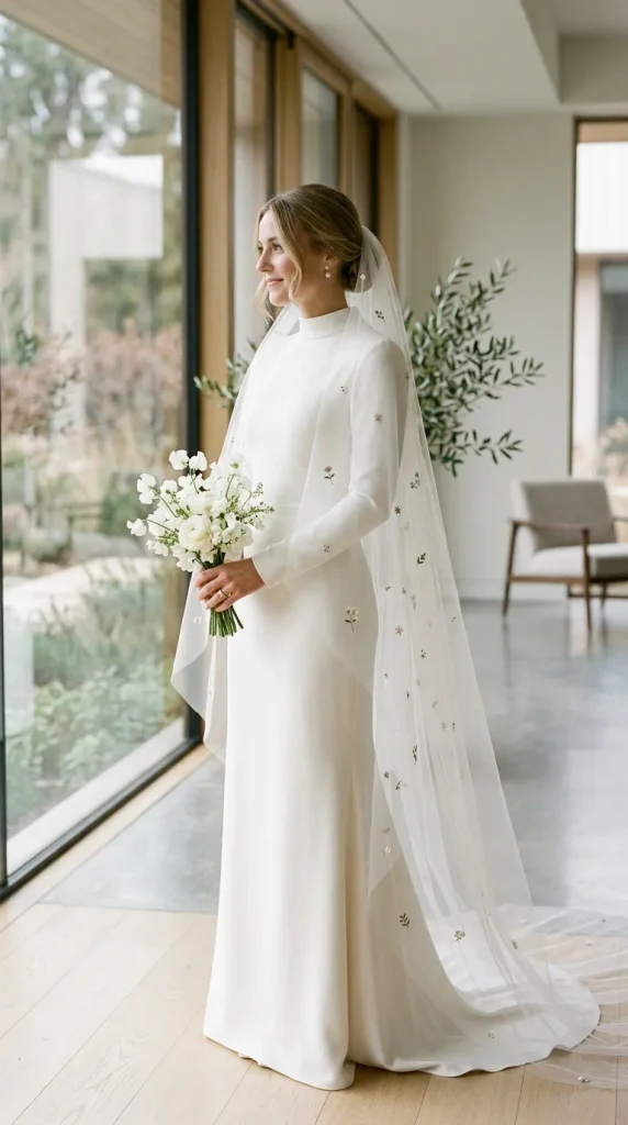 Minimalist Embroidered Veil With Tiny Motifs