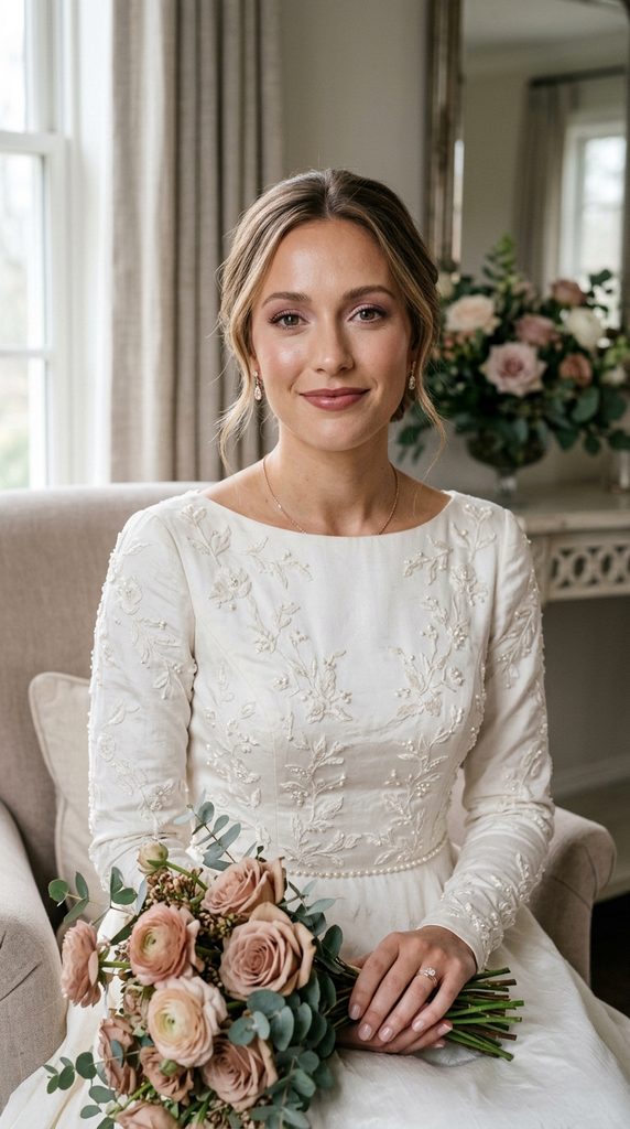 Monochromatic Rose-Nude Bridal Makeup