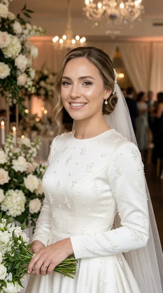 Pearl-Glow Bridal Makeup With Soft Pink Lips