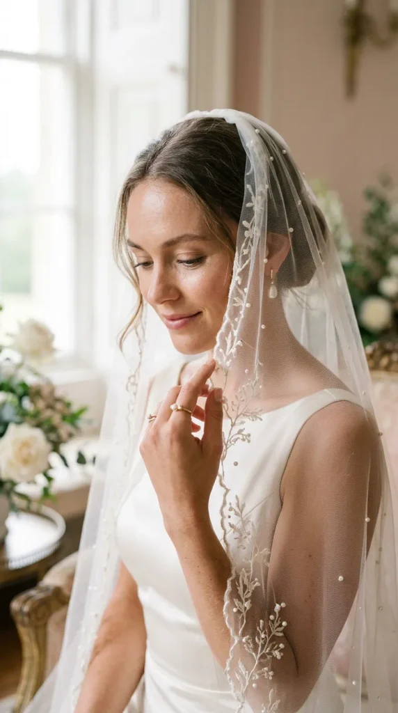 Pearl and Floral Veil for Soft Luxury