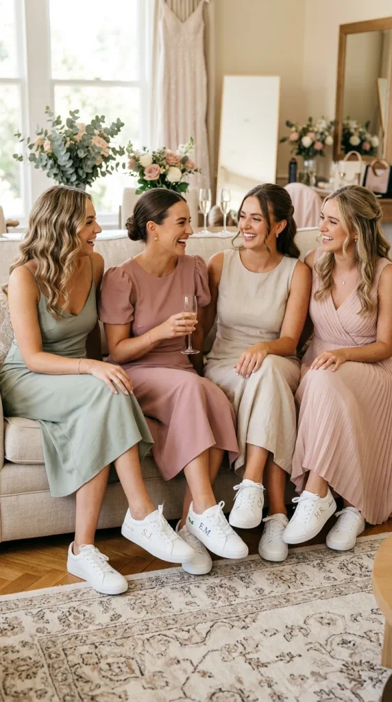 Personalized White Sneakers for the Bride Squad