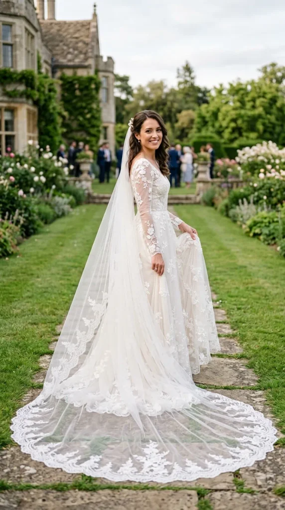 Scalloped Cathedral Veil With Delicate Lace