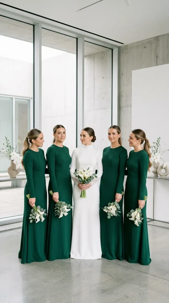 Sleek Low Ponytails for a Modern Bridal Party
