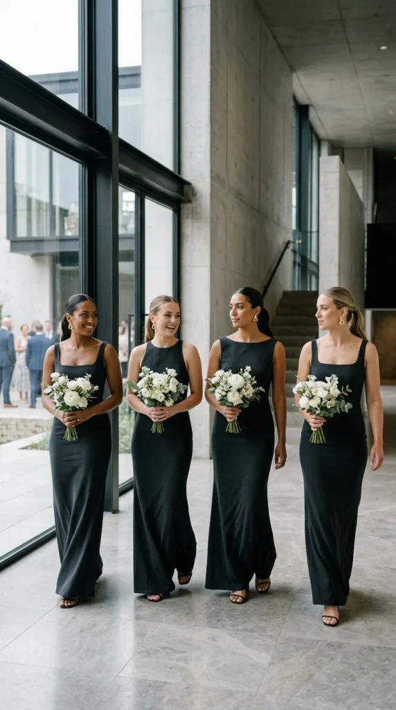 Sleek Low Ponytails for a Modern Wedding