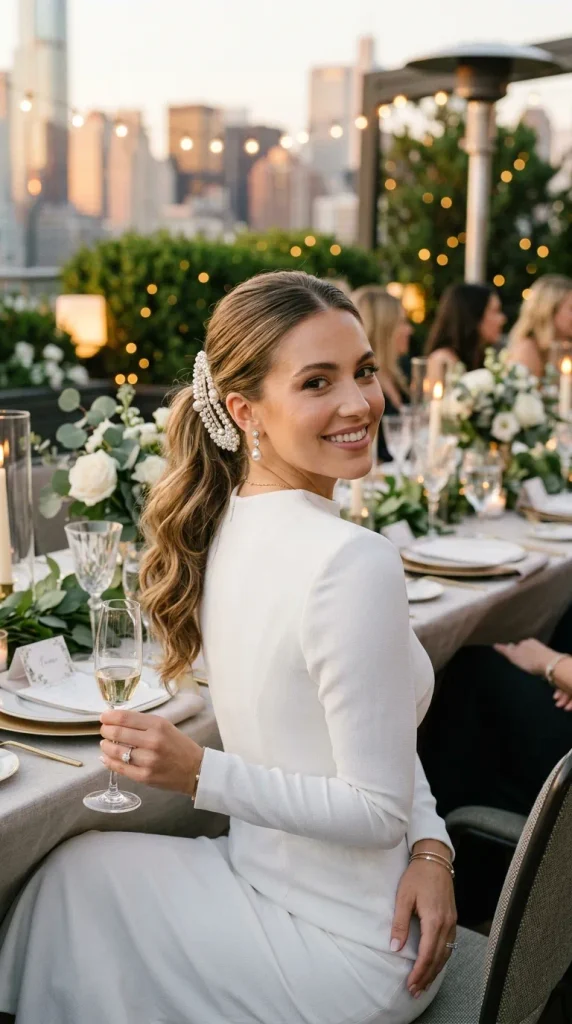 Textured Low Ponytail With a Statement Clip