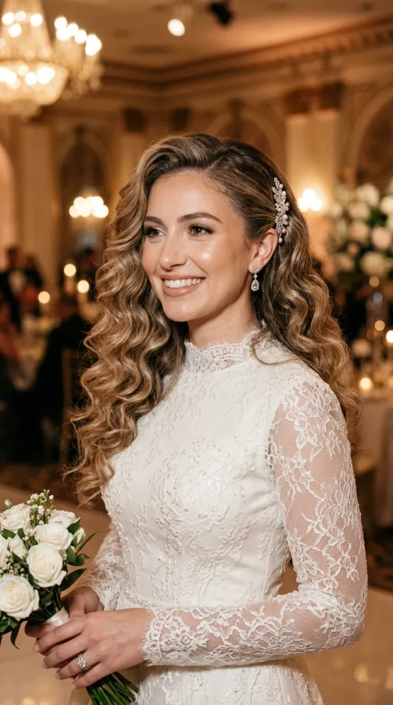 Voluminous Curls With a Side Sweep